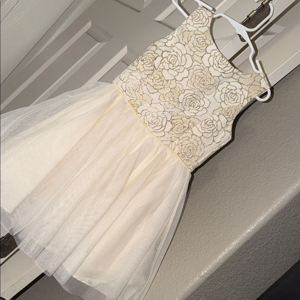 Zunie Cream Floral Lace Kids Dress